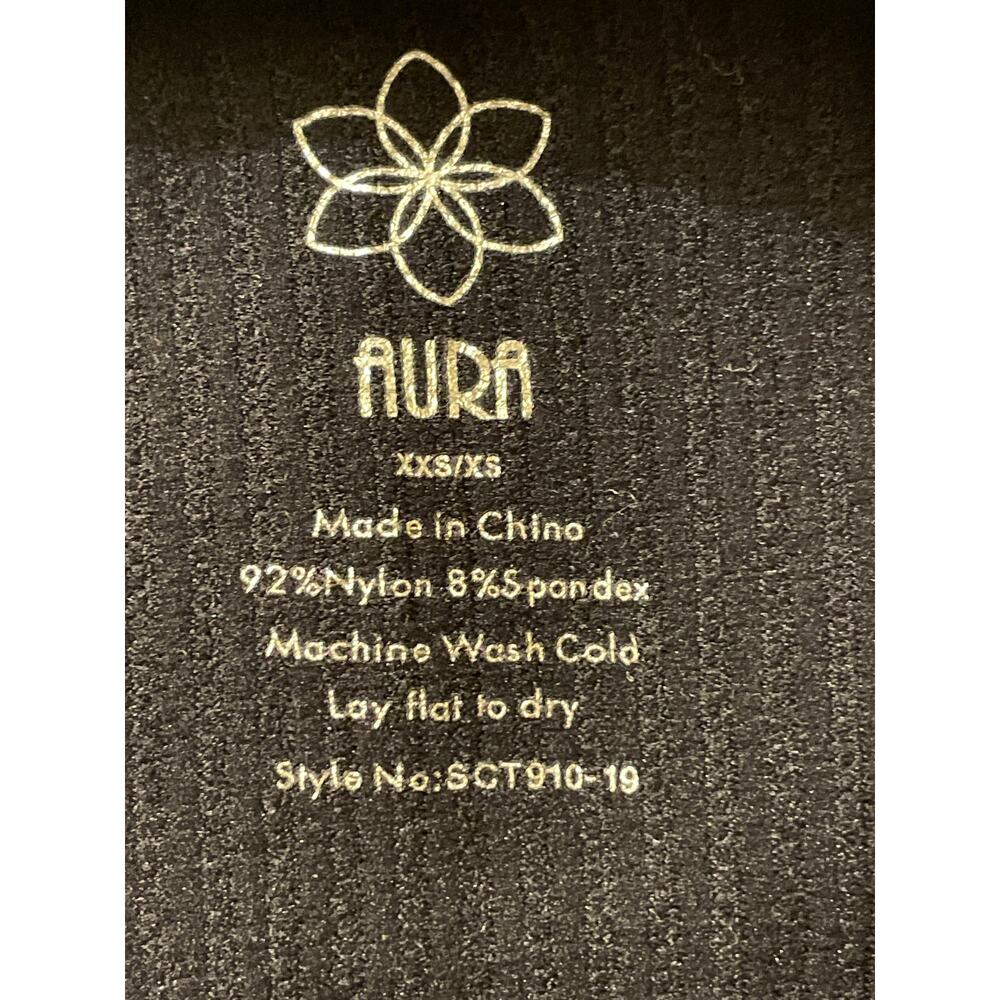 Aura Women's Size XXS/XS Crop Tank Top V-neck  Rib Knit‎ Tight Fitting Blue - Picture 4 of 5
